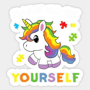 Cute Baby Unicorn Dare To Be Yourself Autism Awareness Sticker